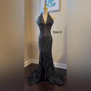 004 Strapless Black Sequin Dress